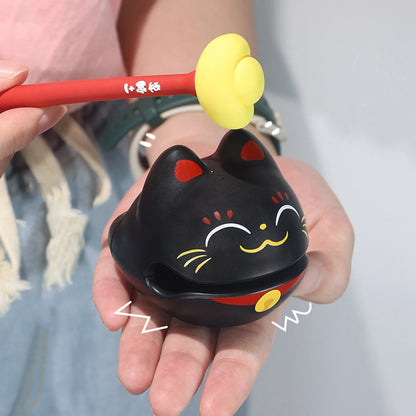 Decompression Wooden Fish Lucky Cat Wooden Fish Soundmaking Percussion Instrument Fortunate Wooden Fish Cat Figurines Decor