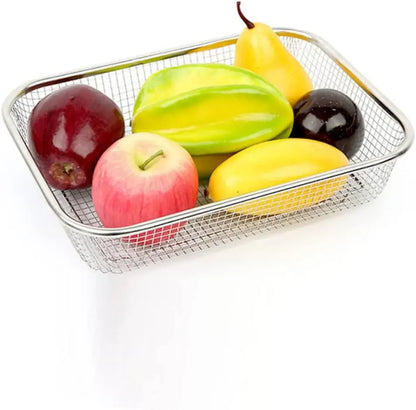 Versatile Kitchen Helper: 1pc Thickened Stainless Steel Drain Basket Strainer Bowl Fruit Vegetable Basket Kitchen Must-have