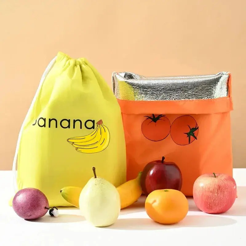 ‌"Insulated Fresh-Keeper Bag - Reusable Storage Organizer for Bananas, Lettuce & Vegetables (Drawstring Closure)"