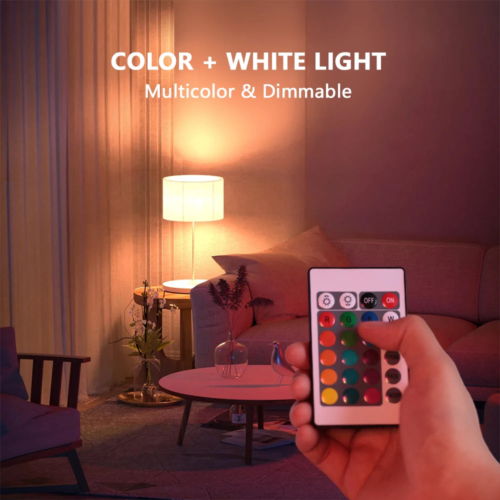 220V E27 RGB LED Light Bulb Bombillas LED 5W 10W IR Remote Control Changeable Colorful RGBW Led Lamp Spotlight Bulb