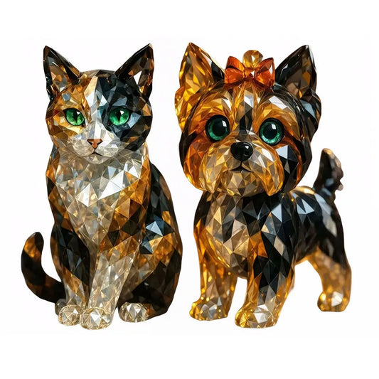 Creative Fake Crystal Resin Painted Animal Statue Mini Collectible Art Clear Statue Home Office Desktop Decoration Ornament