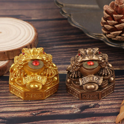 1PC Tabletop Ornaments Feng Shui Toad Money Resin Fortune Wealth Chinese Golden Frog Coin Home Office Decoration Lucky Gifts