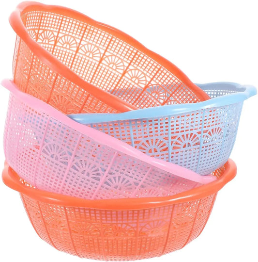 4pcs Plastic Rice Washing Basket and Strainer Set, Multifunctional Colander for Vegetables, Fruits, Pasta, and Dough Preparatio