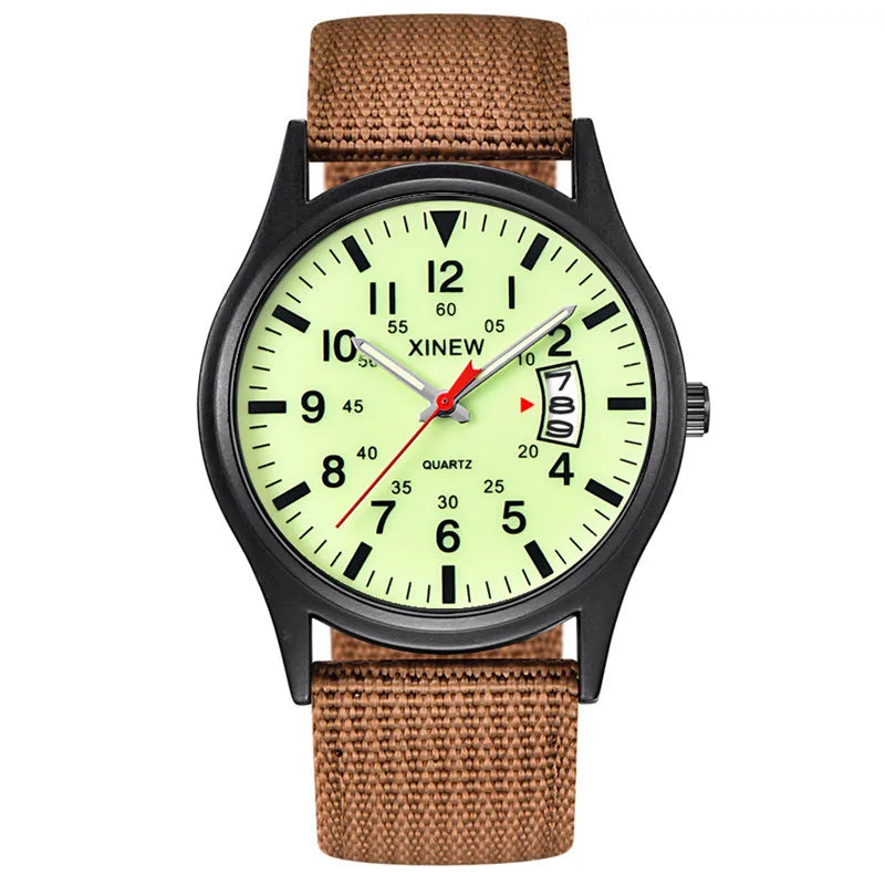 Quartz Movement Sports Watch with Nylon Band and Calendar