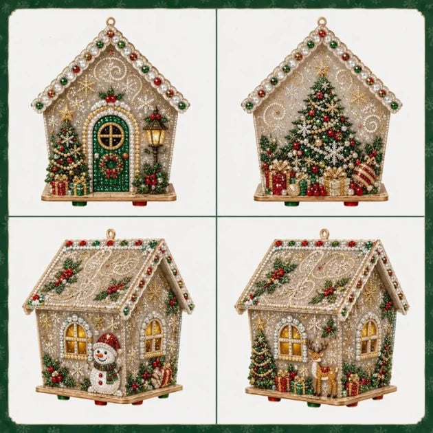 DIY 3D Christmas Painting Gingerbread Wooden House Holiday Craft Kit