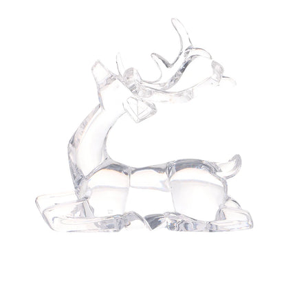 1Pc Crystal Deer Figurines Desktop Ornament Room Decor Transparent Elk Reindeer Sculpture Home Office Decoration