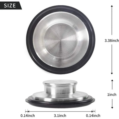 2 PCS Stainless Steel Kitchen Sink Stopper, Large Wide Rim 3.38" Diameter - Garbage Disposal Plug