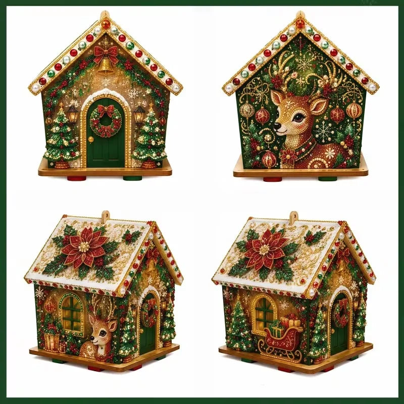 DIY 3D Christmas Painting Gingerbread Wooden House Holiday Craft Kit