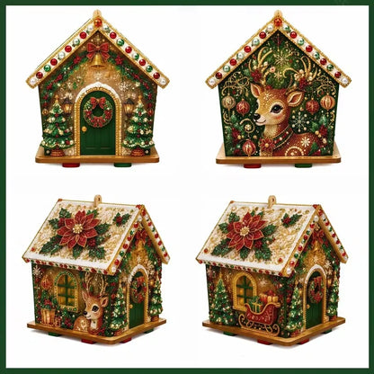 DIY 3D Christmas Painting Gingerbread Wooden House Holiday Craft Kit