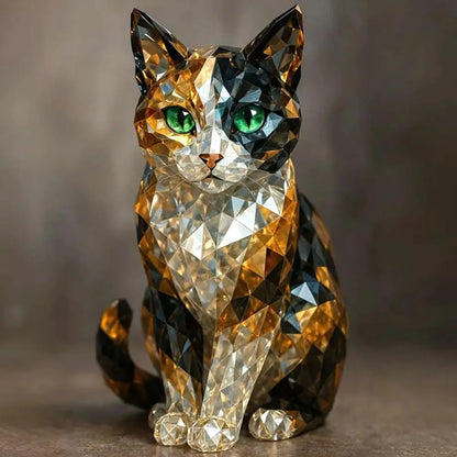 Creative Fake Crystal Animal Sculptures Cat/Dog Figurines Resin Animal Artwork Sculpture for Home Office Shelf Desk Table Decor