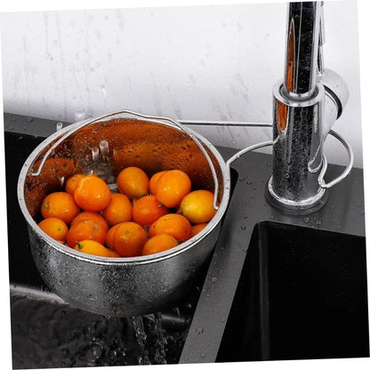 Stainless Steel Rice Washer Strainer Bowl Multi-Function Vegetable Strainer Handle for Kitchen Use Wear-Resistant Design for Wa