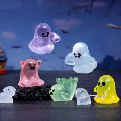 5Pcs Cute Dollhouse Luminous Ghost Doll Miniature Models DIY Accessory Doll House Decor Halloween Ornaments Glow In The Dark Toy