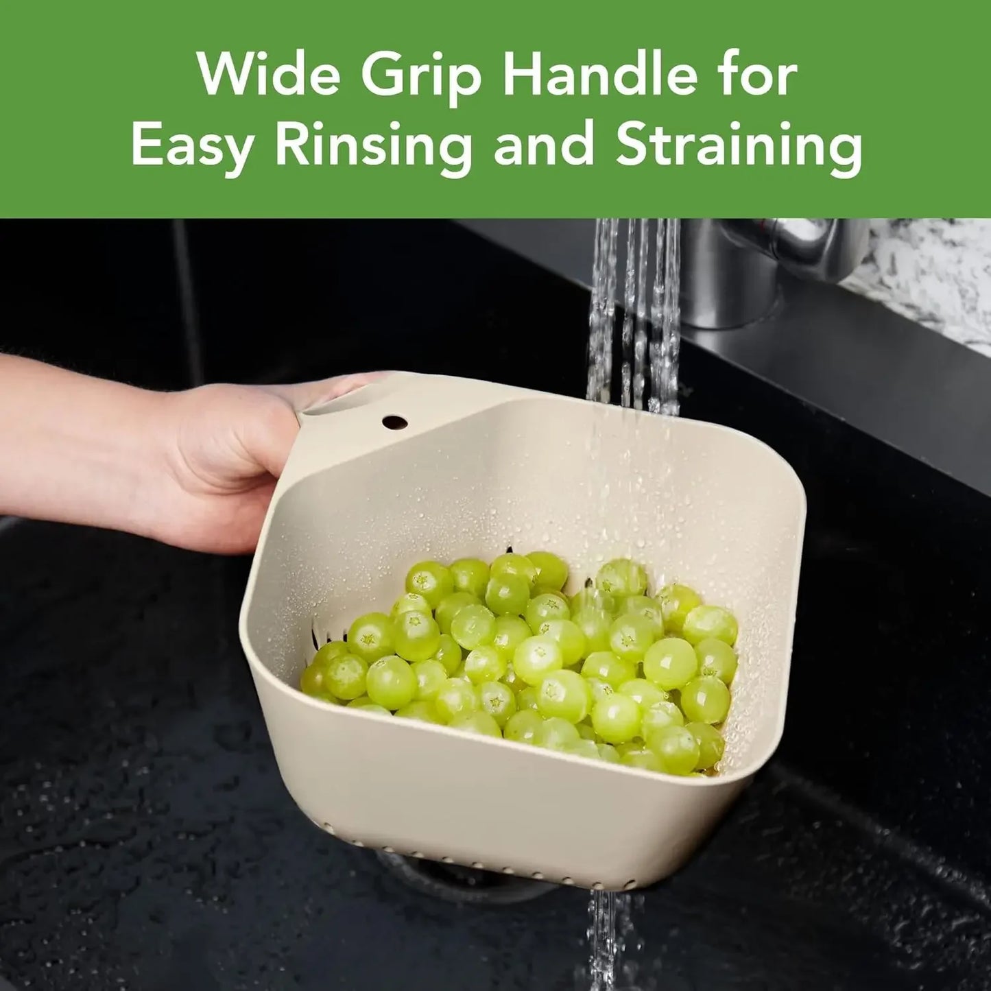 3 Quart Colander BPA Free Food Safe Plastic Strainer with Handle Heavy Duty Heat Resistant Pasta and Veggies Kitchen Drainer St