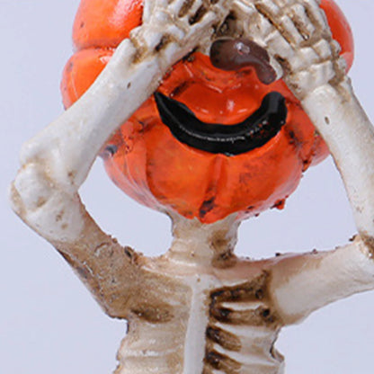 3pcs  Halloween Pumpkin Skeleton Yoga Meditation Skull Decor Pumpkin Head Figurine for Home Desk Office Zen Decorations