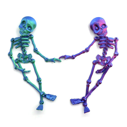 2/5PCS 3D Printed Skeleton Fridge Magnets with Movable Joints Cute Skull Fridge Magnets Home Kitchen Halloween Funny Decoration