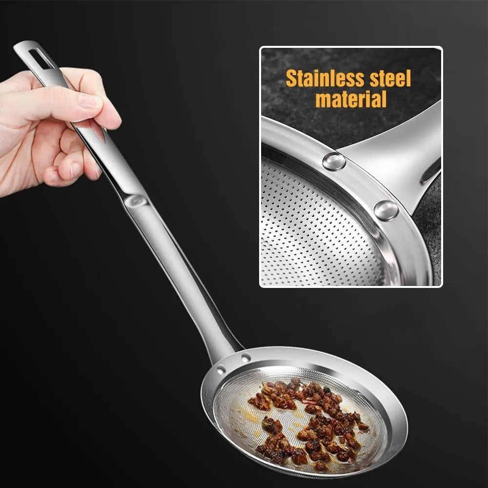Fine Mesh Stainless Steel Colander, 2025 New Fine Mesh Strainer for Cooking Oil Strainer Skimmer Spoon Food Strainer Kitchen Gad