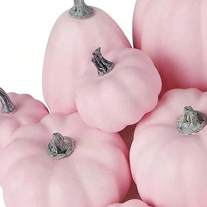 12PCS Artificial Pumpkins Pink Faux Pumpkins Decoration for Home Farmhouse Harvest Festival Decor Photo Props