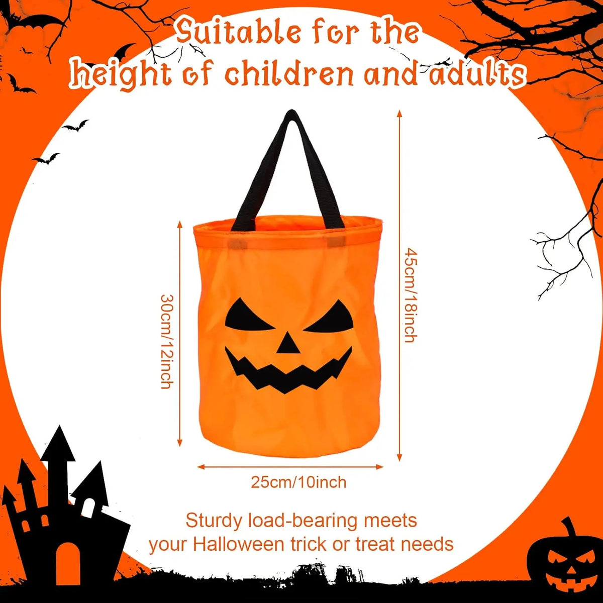 Trick-or-Treat Props Glowing LED Handheld Candy Bag Light Up Pumpkin Candy Bag for Halloween Night Supplies Party Decor