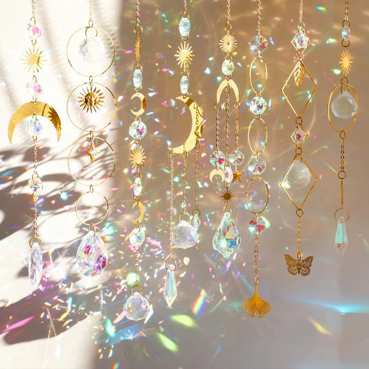 8 pcs Crystal Suncatchers Colorful Suncatchers for Windows Hanging Sun Catchers Indoor Outdoor Decor Christmas Tree Decorations