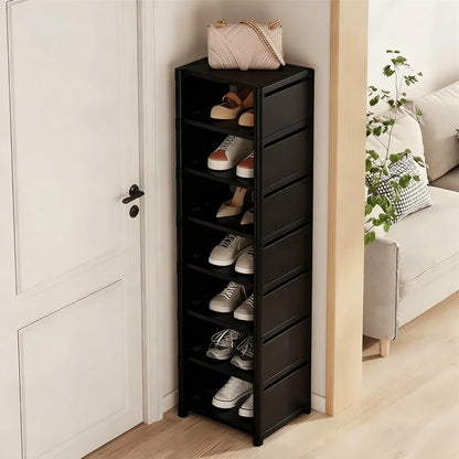 1 Piece Dustproof Single-Row Multi-Layer Shoe Rack, Shoe Storage Organizer, Entryway Furniture Shoe Cabinet, Easy to Assemble and Space-Saving, Suitable for Entryway, Closet, Living Room, Bedroom