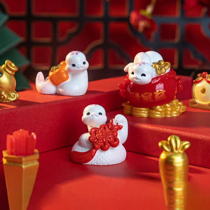 2025 Year Of The Snake Ornament Cartoon Lucky Snake Figurine Micro Landscape Car Interior Home Desktop Decoration