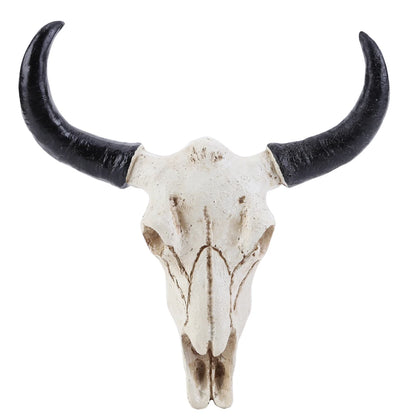 Creative Horns Skull Ornament Resin Longhorn Cow Skull Head Wall Hanging Ornament 3D Figurines Retro Bull Skull Craft Home Decor