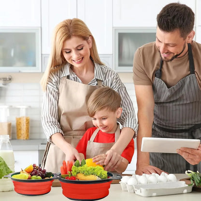 Collapsible Colander, Set of 2 Pcs Collapsible Strainer, Space-Saving Kitchen, Food-Grade Silicone Folding Strainer Colander wit