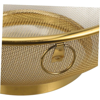 1 Set Stainless Steel Colander and Bowl Set Fine Mesh Strainer with Gold Bowl Compact Kitchen Drainage for Rinsing Fruits Veget