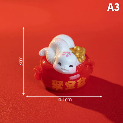 2025 Year Of The Snake Ornament Cartoon Lucky Snake Figurine Micro Landscape Car Interior Home Desktop Decoration