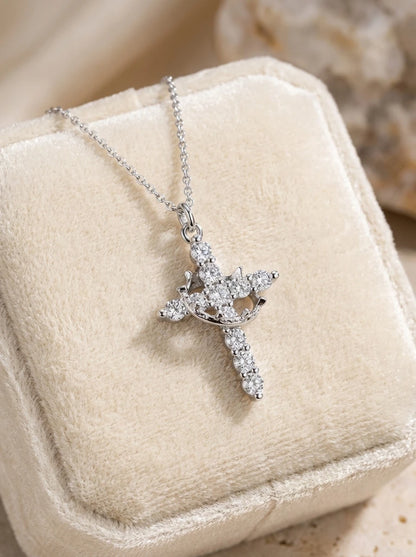 Light Luxury Pave Zircon Cross Necklace | Gold/Silver Dual-Tone Colors | Unique Versatile Daily Jewelry