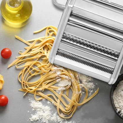 Stainless Steel Pasta Maker Machine Adjustable Noodle Dumpling Press with Two Cutters Multifunctional Kitchen Appliance