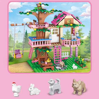 Friends City Tree House Summer Holiday Villa Castle Building Blocks Sets Figures Garden DIY Toys for Kids Girl Birthday Gift