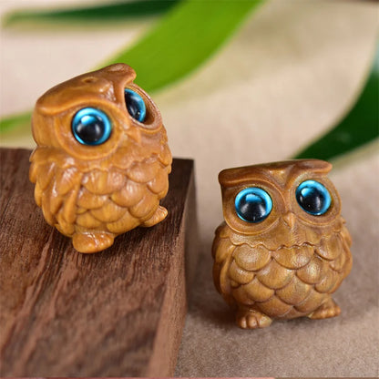 Mini Wood Carving Owl, Green Sandalwood Ornaments, Lovely Creative DIY Pendant, Table Decoration, Children's Commemorative Gifts