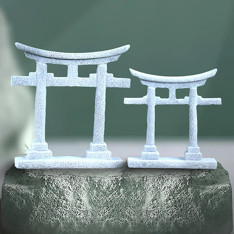 Torii Gate Japanese Aquarium Decor Miniature Ornament Garden Shrine Shinto Landscape Sandstone Micro Decoration Simulation