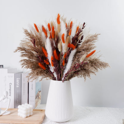 Dried Pampas Grass Decor 80-110 PCS Pampas Grass with Bunny Tails Dried Flowers Reed Grass Bouquet for Wedding Boho Flowers