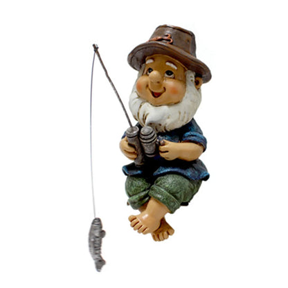 Creative Fishing Gnome Waterproof Fishing Dwarf Elf Figurines Sun Protection Ingenious Design for Outdoor Home Garden Yard Decor