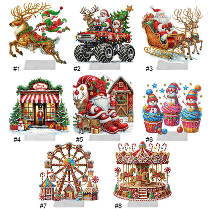 Acrylic Christmas Special Shape Merry-go-round Rhinestones Desktop Ornaments Diamond Painting Desktop Decors for Adults Beginner