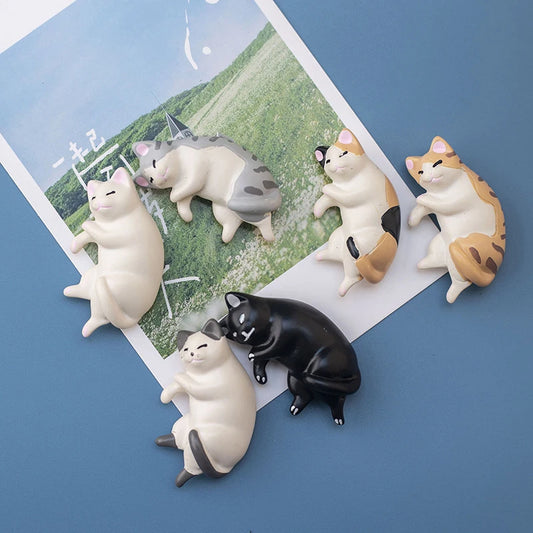 6pcs Kawaii Resin Mini Sleeping Cat Mini Figures Miniature Things Statues Dollhouse Room Home Decor Items Desk Accessories