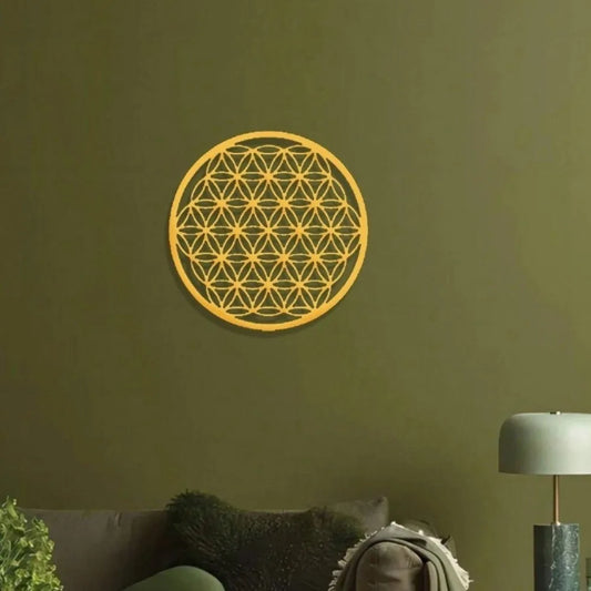 Flower of Life Metal Wall Sculpture - Elegant Lotus Decor Above-Couch Art for Living Room & Bathroom Perfect Housewarming Gift