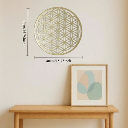 Flower of Life Metal Wall Sculpture - Elegant Lotus Decor Above-Couch Art for Living Room & Bathroom Perfect Housewarming Gift