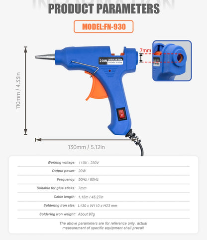 20W Mini Hot Glue Gun with 20 Glue Sticks, Electric DIY Craft & Home Repair Tool