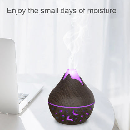 200ML USB Air Humidifier Electric Aroma Diffuser Mist Wood Grain Oil Diffuser have 7 LED Light Humidifier and two bottles of ess