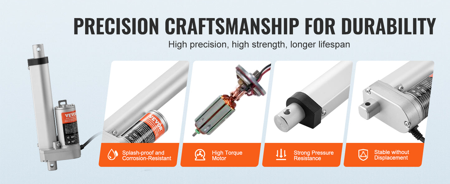 SucceBuy 1500N 12V Linear Actuator Electric Linear Motor Controller with Mounting Bracket For Home Automation Sofa Recliner Lift