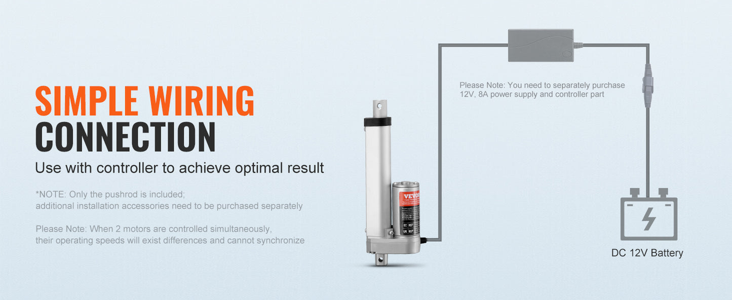 SucceBuy 1500N 12V Linear Actuator Electric Linear Motor Controller with Mounting Bracket For Home Automation Sofa Recliner Lift